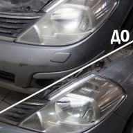 Nissan Tiida - Замена ламп на H4 Philips X-tremeVision Pro150 и полировка стекла фары.