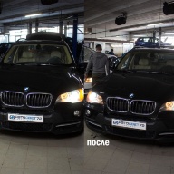 BMW X5 - замена штатного блока ксенона, полировка фар