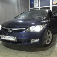 Honda Civic 4D - установка линз в фары. Bi-Led за место штатного галогена