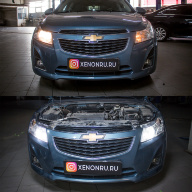 Chevrolet Cruze - улучшение света фар установкой BI-LED линз Aozoom A3 MAX