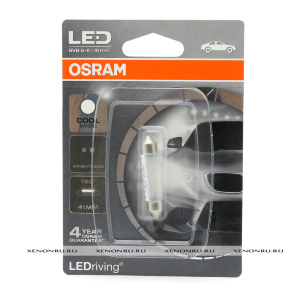 Светодиодная лампа C5W (41мм) Osram LEDriving холодный белый 6000K 6441CW-01B Светодиодная лампа C5W (41мм) Osram LEDriving холодный белый 6000K