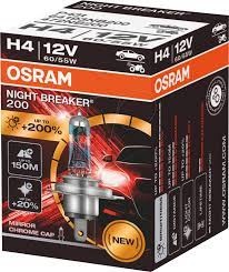  Лампа галогенная H4 12V 60/55W OSRAM Night breaker +200%  